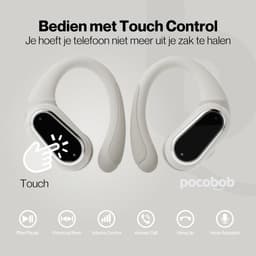 pocobob SP - draadloze sport oordopjes - Beige - hardloop oortjes met oorboog achter oor - bluetooth oordopjes hardlopen — thumbnail 3