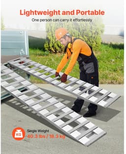 Aanhangwagen Oprijrampen/Oprijplaten - Set van 2 - Afmeting 240 x 38 cm - Totaal Draagvermogen 2721,6 kg - Aluminiumlegering - Voor ATV, Grasmaaier, Motorfiets, Tractor - Zilver — thumbnail 5