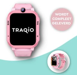 Traqio TRQ05 - GPS horloge kinderen - gps horloge kind - kinderhorloge bellen - gps tracker kinderhorloge - kinderhorloge met gps - kinderhorloge - Kinder smartwatch GPS - GPS horloge school - Roze — thumbnail 1