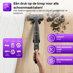 Turbotronic AIV9 Draadloze Vloerreiniger - Steelstofzuiger Met Dweilfunctie - Zelfreinigend - Stofzuigt en dweilt - Nat Droog Stofzuiger - Elektrische Dweil - Zwart — thumbnail 3