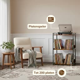 ACAZA LP Opbergsysteem - LP Houder - LP Rek - Vintage Bruin / Zwart - 48 x 38 x 80 cm (L x B x H) - Platenspeler Meubel - Vinyl Opbergsysteem - Platenrek - Platenkast - 200 Platen — thumbnail 5