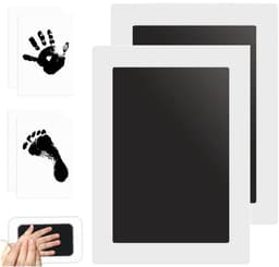 2 stuks - Baby handafdruk - Baby voetafdruk - Inktafdruk - Incl. 2 Witte Kaartjes - Babyshower Cadeau - Stempelkussen voor baby handafdruk - Kat- / Hondenafdruk Inclusief beschrijving Engels - Maat M (15.4x10.8cm) - Zwart — thumbnail 1