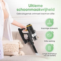 Heevey steelstofzuiger draadloos - Zonder zak - 60 min gebruikstijd - Vacuum cleaner - Snoerloze stofzuiger - Kruimeldief - 220W - 150 airwatts - Met 2 verschillende opzetstukken — thumbnail 3