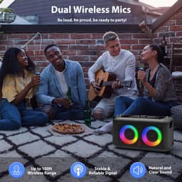 Milova Karaoke set - Karaoke microfoon - Professioneel geluidssysteem - Draadloze microfoons - 3D surround sound - Muziek - Karaoke - Draagbare luidsprekers — thumbnail 2