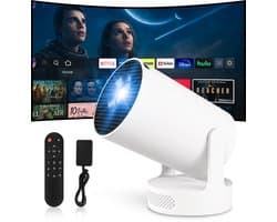 Mini Beamer Projector -HY300Ultra - 4K-ondersteuning - WiFi 6 - Android 11 - Automatische correctie - 180° draaibaar - Externe luidspreker - Draagbare Home Cinema, Outdoor
