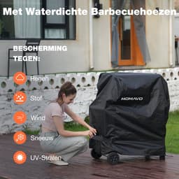 HOMAVO Houtskoolgrill, Barbecue met Deksel, Grilloppervlak: 56×42,5 cm, Hoogteverstelbare kolenbak, Opvouwbaar Zijtafeltje, Met Waterdichte Barbecuehoezen — thumbnail 4