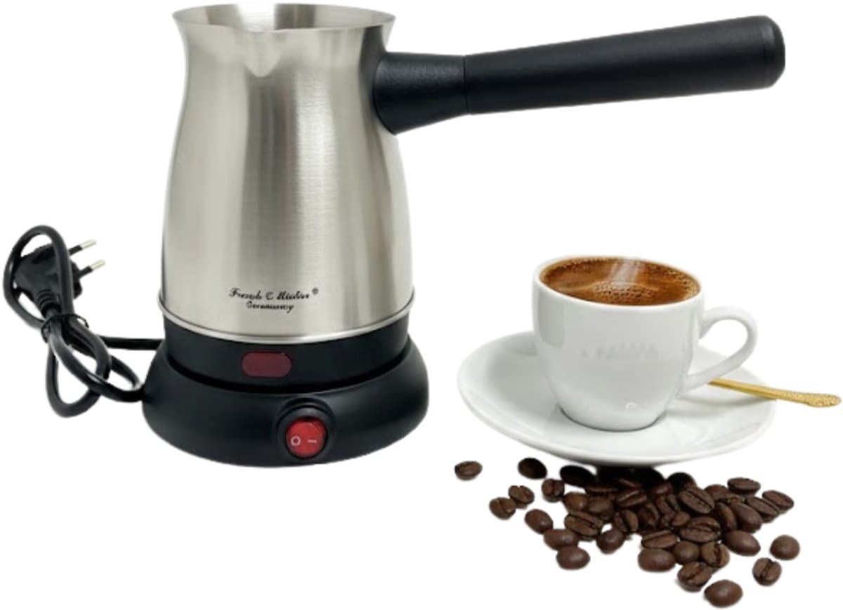 Frank & Muller - Elektrische Turkse Mokka Machine 0,5 Liter – Turkse Koffiezetter Cezve – Elektrische Ibrik 500 ml – RVS Koffiepot – 360° Draaibaar – Verborgen Verwarmingselement – Droogkookbeveiliging – Met Veiligheidsdeksel - Geschikt voor Melk — afbeelding 1