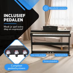 Finesse Digitale Piano - 88 Gewogen Toetsen - met Frame, Pedalen & Kruk - Keyboard Piano - Elektrische Piano - Volwassene & Kind — thumbnail 3