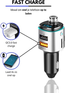 Wegman Bluetooth FM Transmitter - Autolader USB - Carkit - Bluetooth Auto Radio - SD Kaart - USB Stick — thumbnail 4