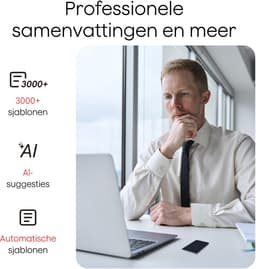 Plaud Note - LLM Empowered - AI Voice Recorder - 64 gb intern geheugen - Zilver - 112 Talen - - Incl. Magnetic Black case in verpakking - Magsafe - Originele PLAUD hoes — thumbnail 4