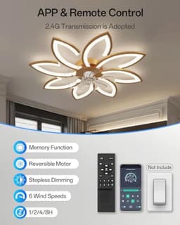Dimbare Plafondventilator 90 cm met Licht - Zeer Stille en Moderne DC Motor voor Slaapkamer en Keuken — thumbnail 3