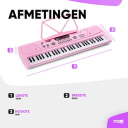 Keyboard piano kinderen - MAX KD61P - Keyboard met 61 toetsen - Keyboardstandaard en oplaadbare accu - Roze — thumbnail 5