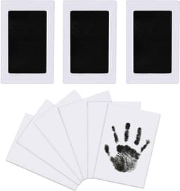 Stempelset met hand- en voetafdrukken (zonder inkt), perfect voor familiefoto's, dierbare herinneringen en geschikt voor baby's van 0-1 jaar of kleine huisdieren (inclusief 3 stempelkussens en 6 stempelkaarten). — thumbnail 3