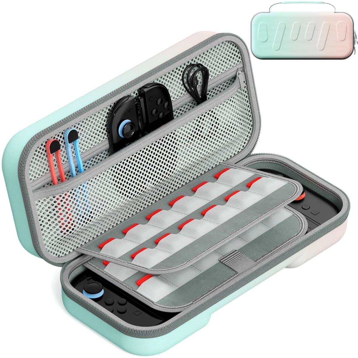 Sounix Case Geschikt voor Nintendo Switch 2 - Hoesje Geschikt voor Switch 2 - Beschermhoes - Opbergtas - Blauw/Roze — afbeelding 1