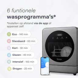 Skoov Mini Vaatwasser met waterreservoir - 3 couverts - 7 wasprogramma's - Kleine smalle vrijstaande afwasmachine - Camping - Grijs — thumbnail 4