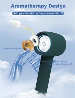 Draagbare Handventilator met Aromatherapie - USB Oplaadbaar - 2000mAh Batterij - 3 Snelheden Verstelbaar - Reizen Make-up - Persoonlijke Koeling Buiten Turbo fan — thumbnail 4