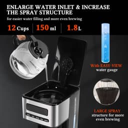 Taylor Swoden 30APQ - Filter koffiezetapparaat - 1.8L - Ijskoffie-modus - Met Timerfunctie en LCD-display - RVS/Zwart — thumbnail 2