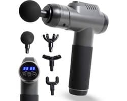 MLN Massage Gun – Krachtige Spiermassage – 5 Opzetstukken – Extra Lange Steel – Zwart