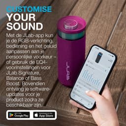 JLab Go Bluetooth Speaker Draadloos - Draagbare Muziekbox - 16 uur Batterijduur - 10 Watt - Bass Boost - IPX6 Waterproof - Multipairing - Instelbare Party Lights - App Equalizer - Roze — thumbnail 5