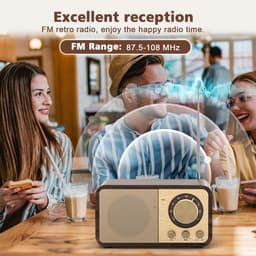 IBETTERTEC Retro FM-radio - Bluetooth 5.0, USB en AUX - Oplaadbare batterij 1800 mAh — thumbnail 4