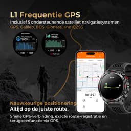 Golden Sound GPS Smartwatch Heren - 1.46'' AMOLED Display - GPS 5 satellieten - 5ATM Waterdicht - 200+ sportmodi - Belfunctie - Barometer - Stappenteller - Bloeddrukmeter - Hartslagmeter - 540 mAh - Dark Grey — thumbnail 4