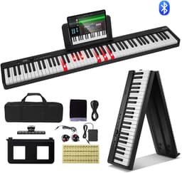 VEVOR 88 Toetsen Digitale Piano Elektrische Piano Opvouwbare Piano Bluetooth MIDI Zwart — thumbnail 1
