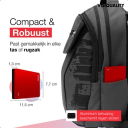 VisiQuality High-Speed Externe Harde Schijf 1 TB - Draagbare Harde Schijf USB 3.0 - Voor Windows & Mac - Geschikt voor Gameconsoles - Compact - Met handleiding - Rood — thumbnail 2