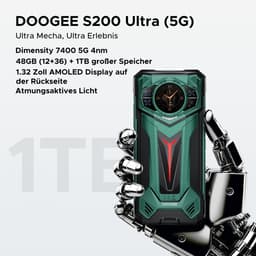 DOOGEE S200 Ultra 5G - Robuuste Smartphone - Robuuste Telefoon - 64GB RAM + 1TB ROM /2TB TF -Dimensity 7400 - 11000 mAh /66W --6,72 inch 120Hz - Android 16 -Nachtzicht-100 MP AI camera - NFC - GPS -1,32 inch display achteraan - Groente — thumbnail 5