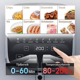Slimme Luchtfriteuse 5L – Airfryer – Stoomtechnologie – Kinderslot – BPA-vrij – Crispy buitenkant & sappige binnenkant — thumbnail 2
