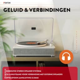 Platenspeler Bluetooth (in/uit) - Fenton RP162W - retro platenspeler met speakers (stereo) en mp3 speler - Wit — thumbnail 3