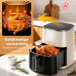 XXL Airfryer 6L met touchscreen, kijkvenster, 12 automatische programma's, vaatwasserbestendig, vetarm en gezond koken, Airfryer voor 3-5 personen, temperatuurregeling 40-200°C, vetvrije frituurpan voor grillen en bakken — thumbnail 3