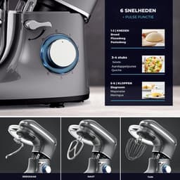 Quvo® Mixer met Mengkom - Keukenmachine - Keukenrobot - Inclusief Accessoires - Antraciet - 38cm x 24cm x 32cm — thumbnail 5