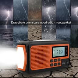 Opwindbare Noodradio oranje - oplaadbaar - zaklamp - noodpakket - USB-C en solar - Powerbank 4000 mAh- USB-C kabel - SOS alarm - Noodpakket - — thumbnail 4