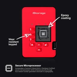 Beveiligde Externe Harde Schijf 1TB Rood - PIN Beveiliging & Hardware Encryptie — thumbnail 3