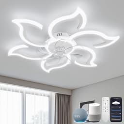 Slimme plafondventilator met LED verlichting, afstandsbediening, en spraakbediening - Stil in zomer/wintermodus, witte kleur — thumbnail 5