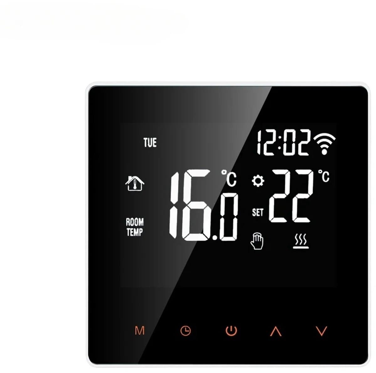 Slimme Thermostaat - WLAN Verwarmingsregelaar - Comfort Verhoging - Nauwkeurige Temperatuurregeling - 86x86 mm - Wit-Oranje — afbeelding 1
