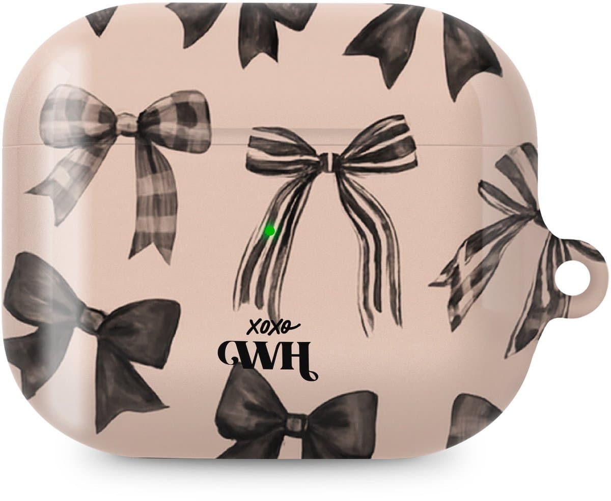 xoxo Wildhearts hoesje geschikt voor AirPods Pro 3 - Winter Muse - Ook als telefoonhoesje verkrijgbaar - schokbestendige case - koptelefoonhoes - Beschermhoes met strikjes patroon - Beige — afbeelding 1