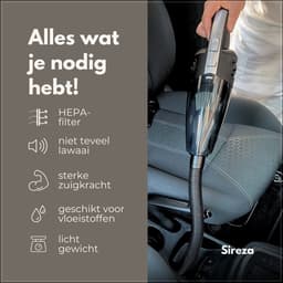 Sireza T1 - kruimeldief snoerloos - 4 opzetstukken - krachtige handstofzuiger - kruimelzuiger - nat en droog - thuis, dierenhaar en auto - opbergtas — thumbnail 5