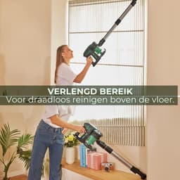 VIN® 6-in1 Steelstofzuiger Zonder Zak op Accu - Steelstofzuiger Draadloos Uitschuifbaar - Kruimeldief Snoerloos best Verkocht 25KPA – Veelzijdige Kruimeldief best Verkocht – met Krachtige batterij – Zwart/Groen — thumbnail 4