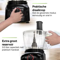 TurboTronic FP900 Foodprocessor - 8-in-1 Keukenmachine - 3 Liter - Zwart — thumbnail 2