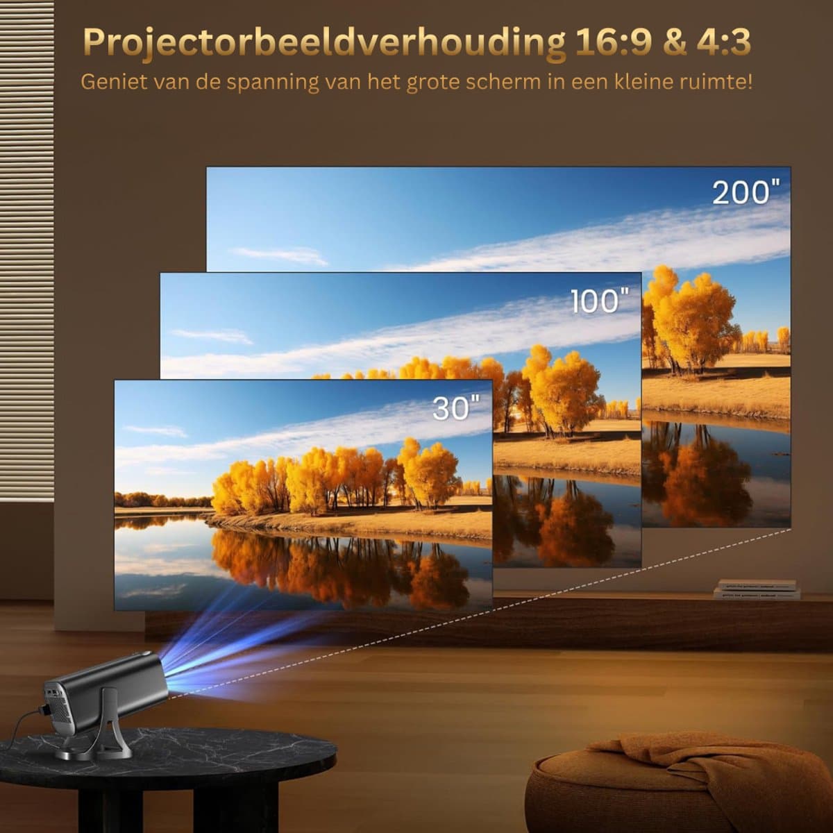Mini Beamer - Film Projector met Bluetooth - Draagbare Beamer - 4K Kwaliteit - Zwart — afbeelding 1