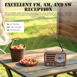 Retro Speaker - Bluetooth Speaker - Am Fm SW Kleine Draagbare Radio - Vintage Speaker - Retro Radio Bluetooth - Retro Radio - Noodradio - 2000mAh Oplaadbare Batterij - Met LED Zaklamp - Ondersteunt TF Kaart, USB, AUX Play - Good — thumbnail 2