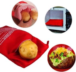 Magnetron Serie Aardappelzak Herbruikbaar Snel In 4 Minuten Gebakken Aardappel Voor Thuisgebruik Rood 19x25cm — thumbnail 3