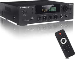 Sunbuck HiFi Versterker - SD/MP3/USB -  Hifi Bluetooth Eindversterker - 2x Mic - CD/DVD - AUX - Speaker output- Incl. Afstandsbediening - 25 x 25 x 7cm - Zwart — thumbnail 1