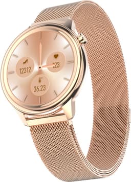 Belesy® MOON - Smartwatch Dames - Horloge - Stappenteller - Lichaamstemperatuur - Bloeddruk - Zuurstofgehalte - Ademhaling - Full Touch - Diverse Wijzerplaten - Mutli sport - Milanees - Staal - Rose Goud - Moederdag — thumbnail 2