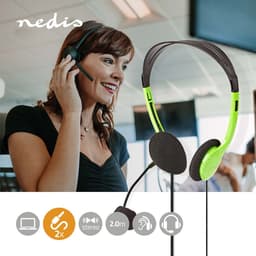 Nedis PC-Headset - On-Ear - Stereo - 2x 3.5 mm - Opvouwbare microfoon - Groen — thumbnail 3