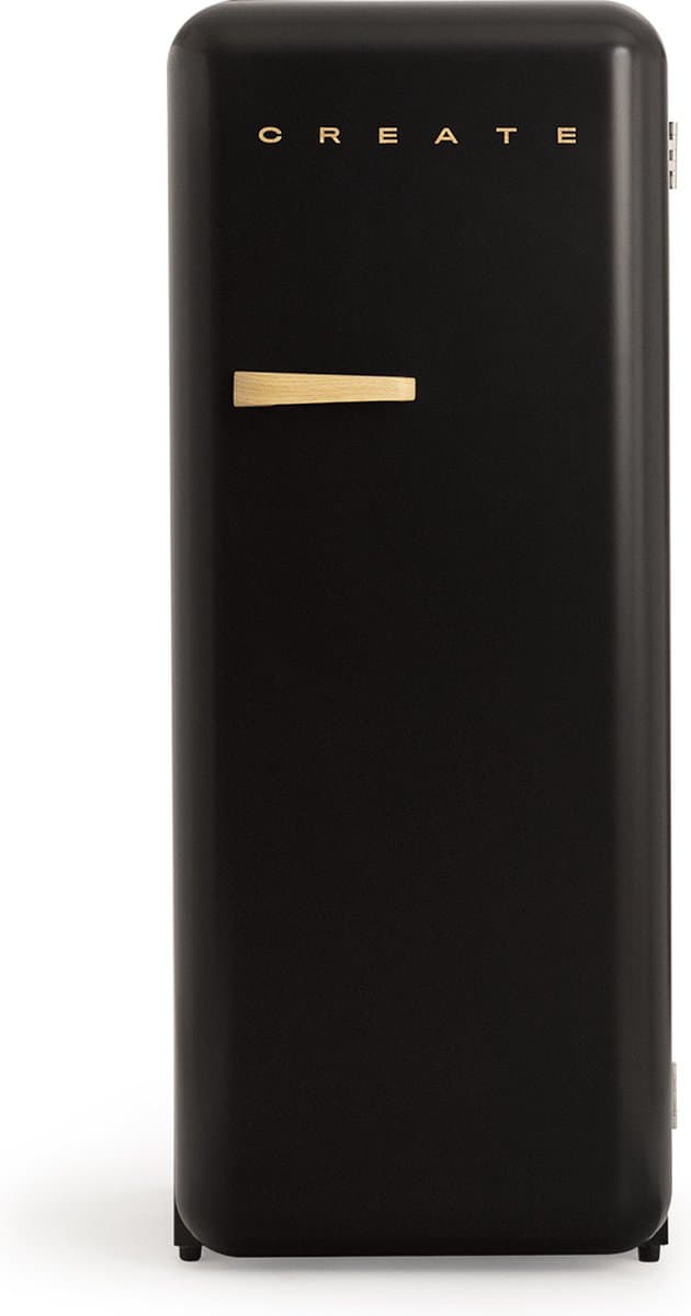 CREATE - Koelkast in retrostijl - Zwart - Handvat Hout - FRIDGE RETRO 281L — afbeelding 1