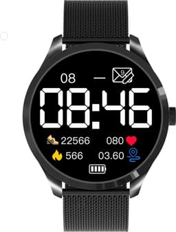 Belesy® Q9 Pro - Smartwatch Dames – Smartwatch Heren - Horloge - 1.28 inch - Kleurenscherm - Stappenteller - Bloeddruk - Hartslag - 75+ Wijzerplaten – Sporten – Milanees – Staal – Zwart - Kerstcadeau — thumbnail 3