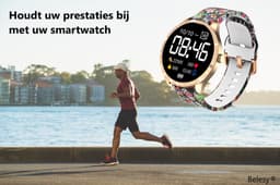 Belesy® BQSiRgSk Pro Skull - Smartwatch Dames – Smartwatch Heren - Horloge - 1.28 inch - Kleurenscherm - Stappenteller - Bloeddruk - Hartslag - 75+ Wijzerplaten – Sporten – Rose goud – Staal - Siliconen – Skull - Kerstcadeau — thumbnail 4