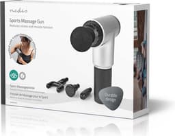 Nedis Sportmassagepistool - Batterij Gevoed - Ingebouwde Lithium-Ion - Oplaadbaar - 6 Massage Modes - 4 Verwisselbare Hulpstukken - Grijs / Zwart — thumbnail 4